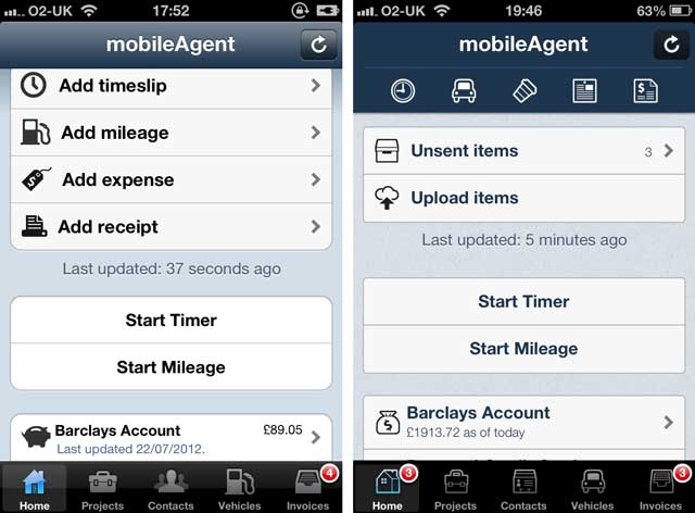 Shot of mobileagent 1.9 vrs 2.0